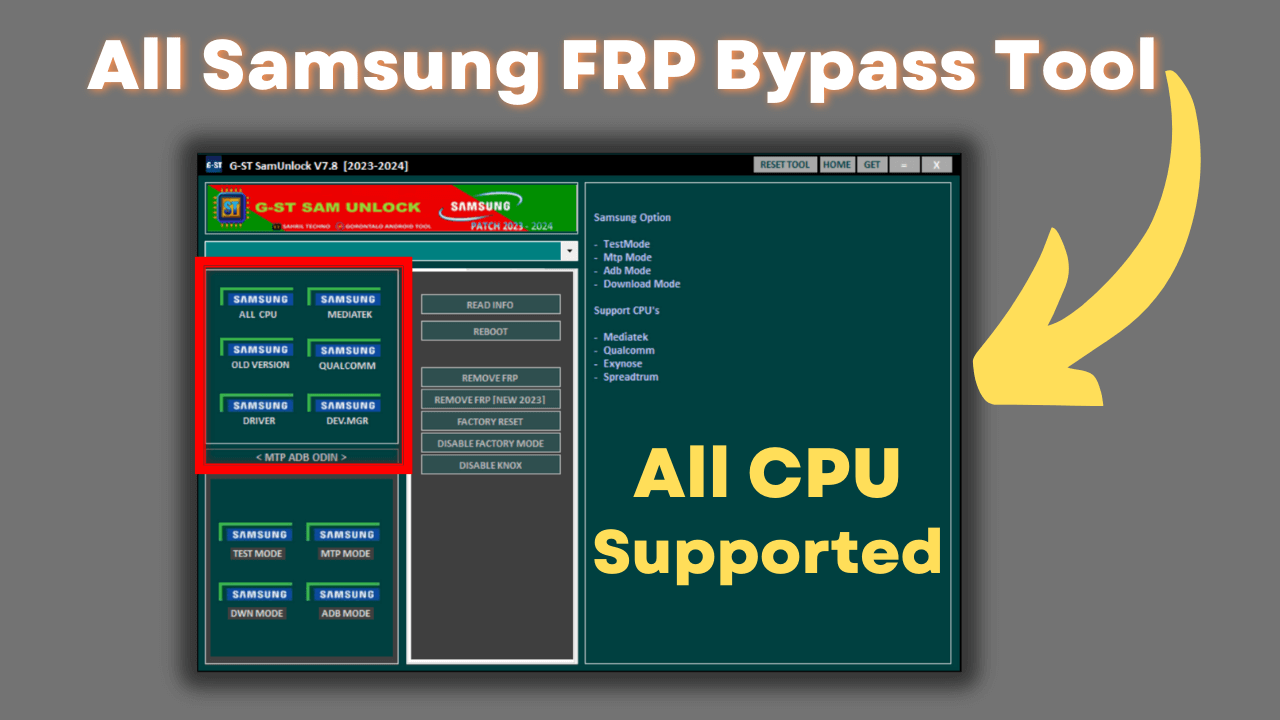 You are currently viewing G-ST SamUnlock V7.8 | Samsung FRP Bypass Tool | Free Download 2024