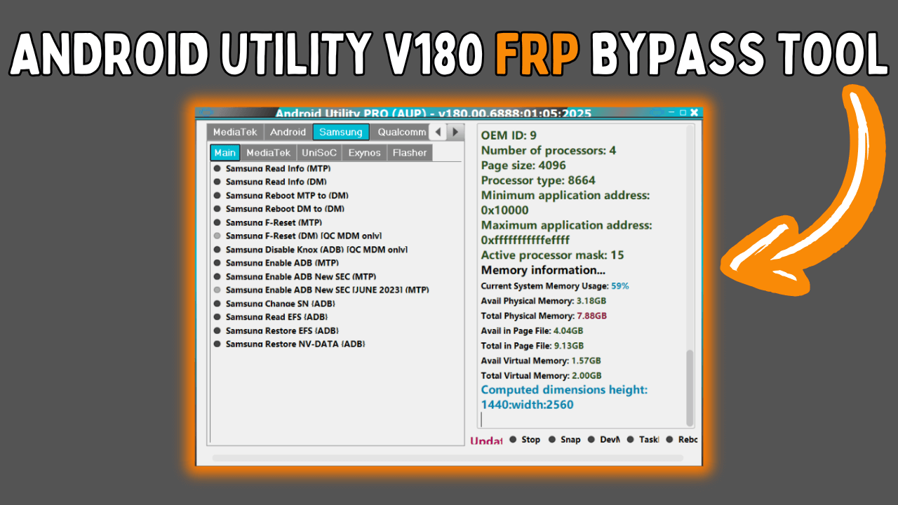 Read more about the article Android Utility Tool V180 FRP Bypass Tool Free Download 2025